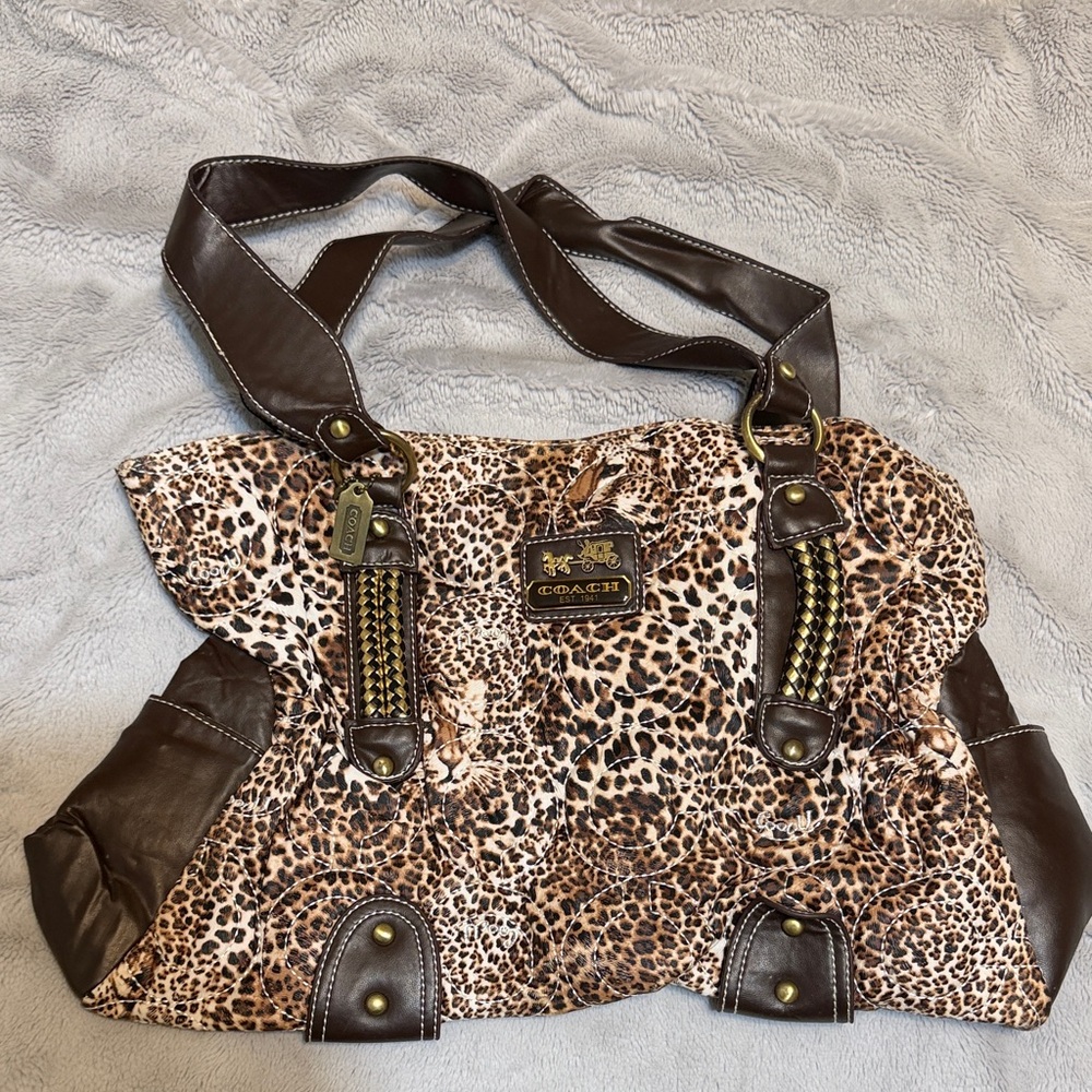 Coach Brown Leopard Print Shoulder Bag